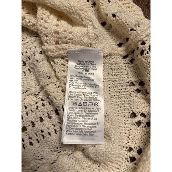 Madewell Women’s Crochet Sweater Sand Cotton Blend Bell Sleeve Size XL NWT NU548 - Picture 8 of 8